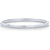 PAVOI 14K Gold Plated Waterproof Bangle Bracelets for Women | Stainless Steel Faceted Hammered Ball Beaded Hinged Bracelet