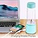 Portable Personal Blender USB Rchargeable juicer faster fruit shake and Smoothies mixer with Charging head and line Six blades 500ML 4000mAh (cyan)