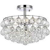 Elegant Lighting Indoor Modern Home Decorative Bright Savannah 14 inch Flush Mount in Chrome