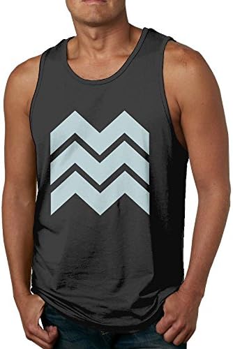 Quliuwuda Mens Trendy White and Blue Pastel Design Classic Sports Black Tank Top M Tank Tops