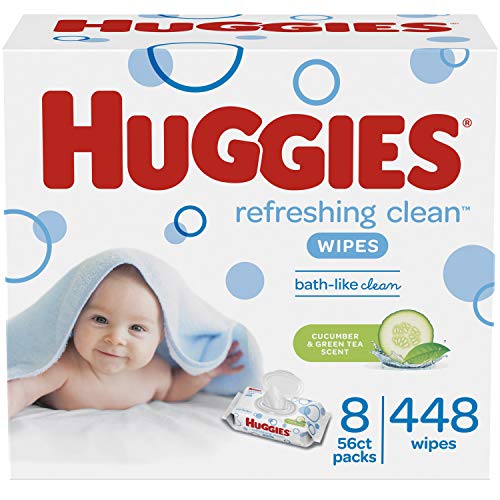 HUGGIES Refreshing Clean Baby Wipes, Disposable Soft Pack (8-Pack, 448 Sheets Total), Scented, Alcohol-free, Hypoallergenic
