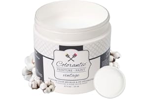 Colorantic | COTTON BALL Chalk Paint Based for Furniture DIY - Multi-Surface Craft Paint | PURE WHITE Home Decor Painting (8 oz, Cotton Ball)