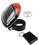 SleekLighting Solar Energy LED Bike Light + LED Keychain - Durable Plastic Build - Environmentally Friendly, Easy to Mount