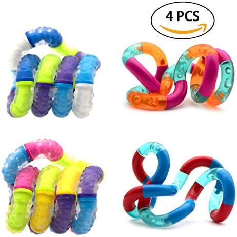 NANAHouse Set of 4 Tangle Fidget Sensory Toys Relieves Stress and Anxiety Attention Toy - Random Color