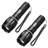 LED Tactical Flashlight - SKYROKU Portable Outdoor Torch Light Zoomable Flashlight - Best EDC Flashlight for Gift, Hiking, Camping (2 Pack)