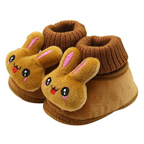 Toddler Shoes,Leegor Baby Cozy Soft Sole Cute Rabbit Boots Warm Prewalker (14, Coffee)