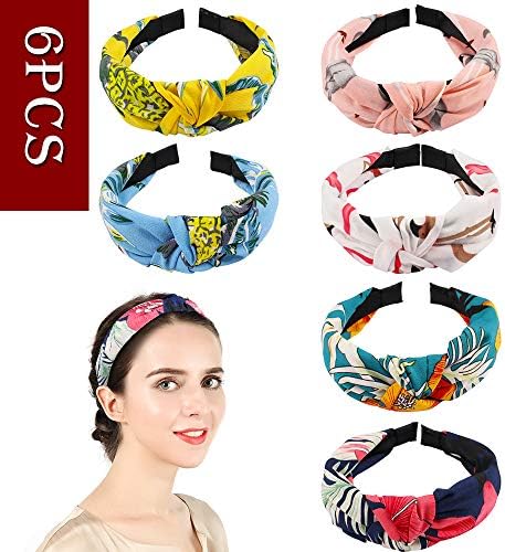 Ondder 6 Pack Knotted Headband for Women, Turban Headband for Women, Hair Hoop Hard Headband Headwear Cute Flower Hair Band Floral Hairbands Hair Accessories for Women