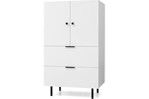 Giantex Buffet Cabinet with Drawers, 2-Door Narrow Storage Sideboard with Raised Metal Legs, Freestanding Wooden Organizer fo