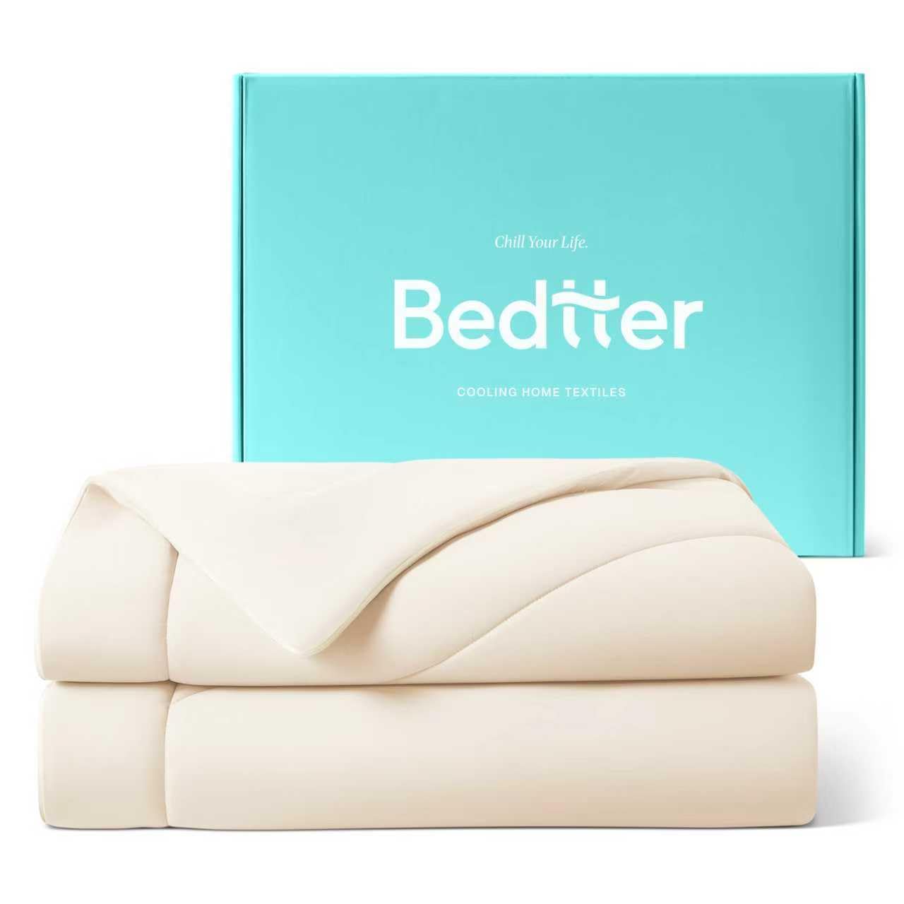 Photo 1 of Bedtter® Luxe Cooling Comforter King, Cooling Blanket for Hot Sleepers, Q-Max>0.46 Sorona and Tencel Filling, Double-Sided Cold Breathable Lightweight Blanket, 106"x90", Ivory