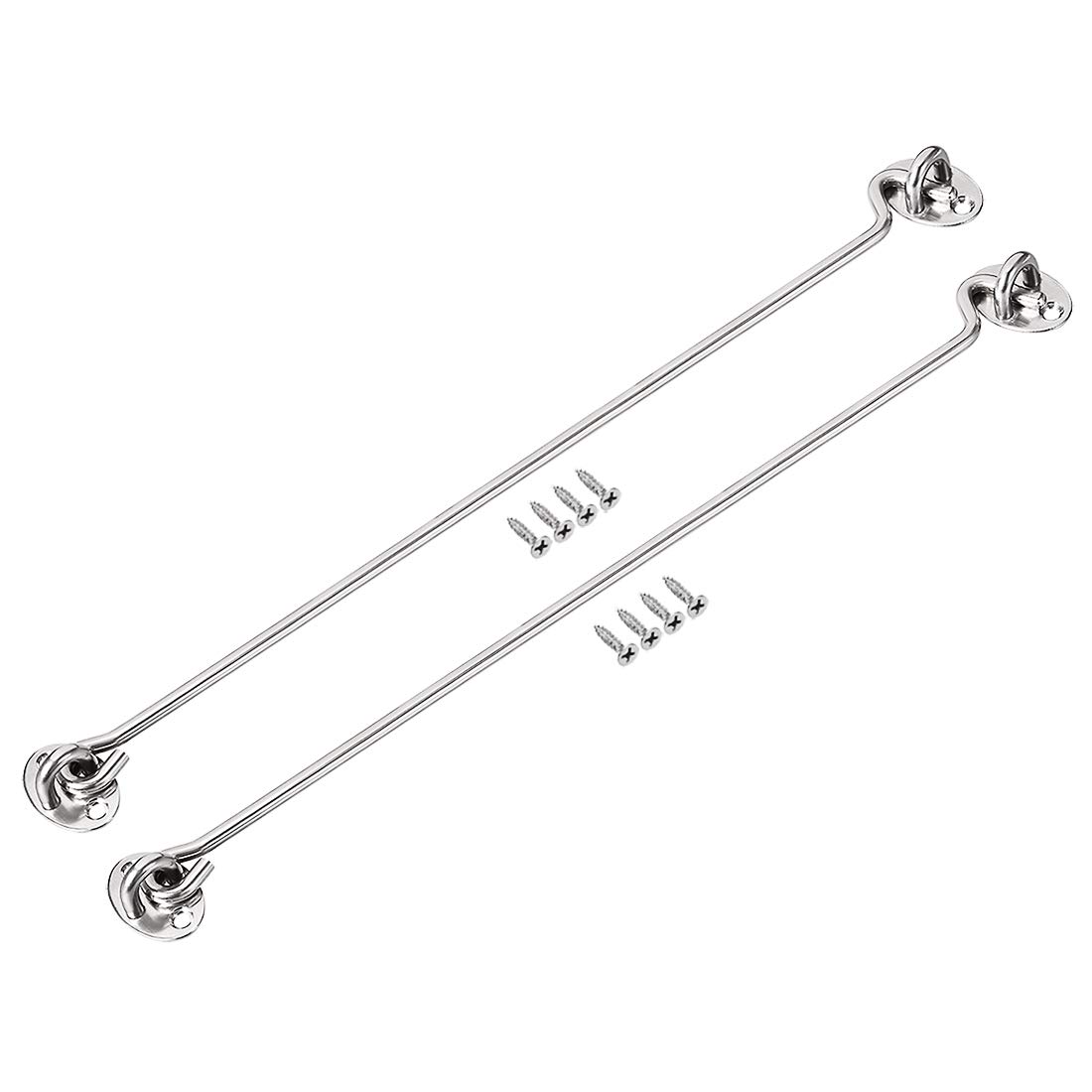 sourcing map 16" Cabin Hook Eye Latch Gate Door Swivel Window Hook Stainless Steel with Mounting Screws 2pcs