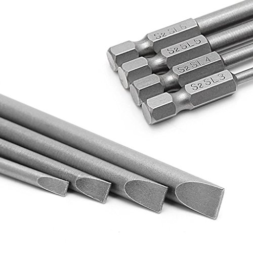 image for Rocaris 4Pcs Flat Head Slotted Tip Magnetic Screwdrivers Bits, 4 in 3m