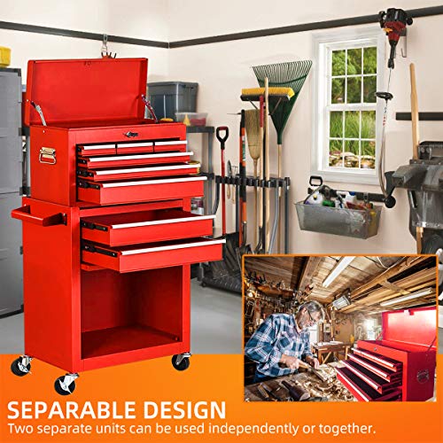 8Drawer Rolling Tool Chest, Lockable Large Tool Chest with Wheels, 2