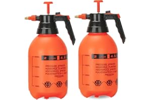MRPAPA 2 Pack Pump sprayers in Lawn and Garden, 2L Handheld Garden Pump Sprayer 0.5 Gallon Water Mist Spray Bottle for Plants, Weed Sprayer with Adjustable Brass Nozzle (2L Orange)