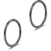 Lantine 16g 18g 20g Nose Rings Hoops Grade 23 Titanium Black Hinged Septum Rings Seamless Clicker Sleeper Cartilage Daith Tragus Helix Piercing Hoop Earrings