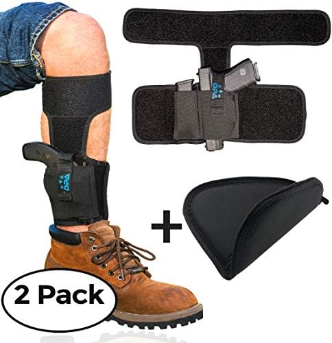 Ankle Holster For Concealed Carry with Handgun Rug Bundle | Neoprene, Universal, Pistol Leg Holster w/ Mag Pouch For Glock 19 26 43, S&W Bodyguard .380, M&P Shield, Ruger LCP/LC9, Sig Sauer, Walther