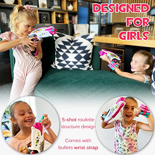 LUPPLE Girl Toys Gun for Nerf Gun Bullet, Pink Automatic Foam Blaster Gun Outdoor Shooting Game, Party Birthday Gifts for Little Girls 6 7 8+ Year Old
