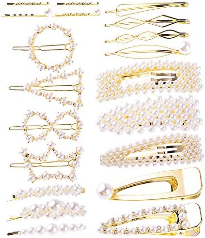 Quacoww 20 Pieces Pearl Hair Clips Artificial Pearl Hair Pins for Women Hair Decoration