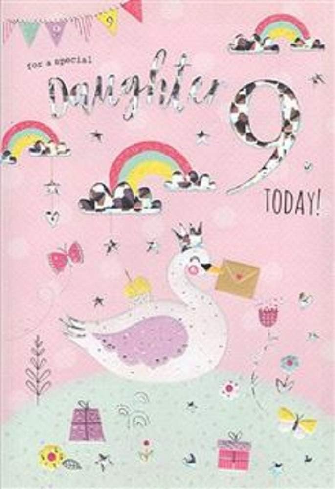 For A Precious Daughter on Your 9th birthday card - 7804 CG, red|brown|gold|grey|blue, 155 x 230 mm