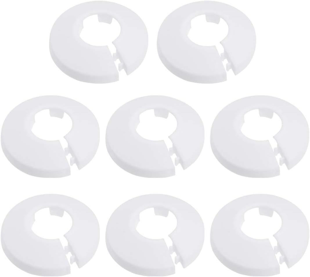 sourcing map 20-21mm Pipe Cover Decoration PP Plastic Water Pipe Escutcheon White 8pcs, 21 mm
