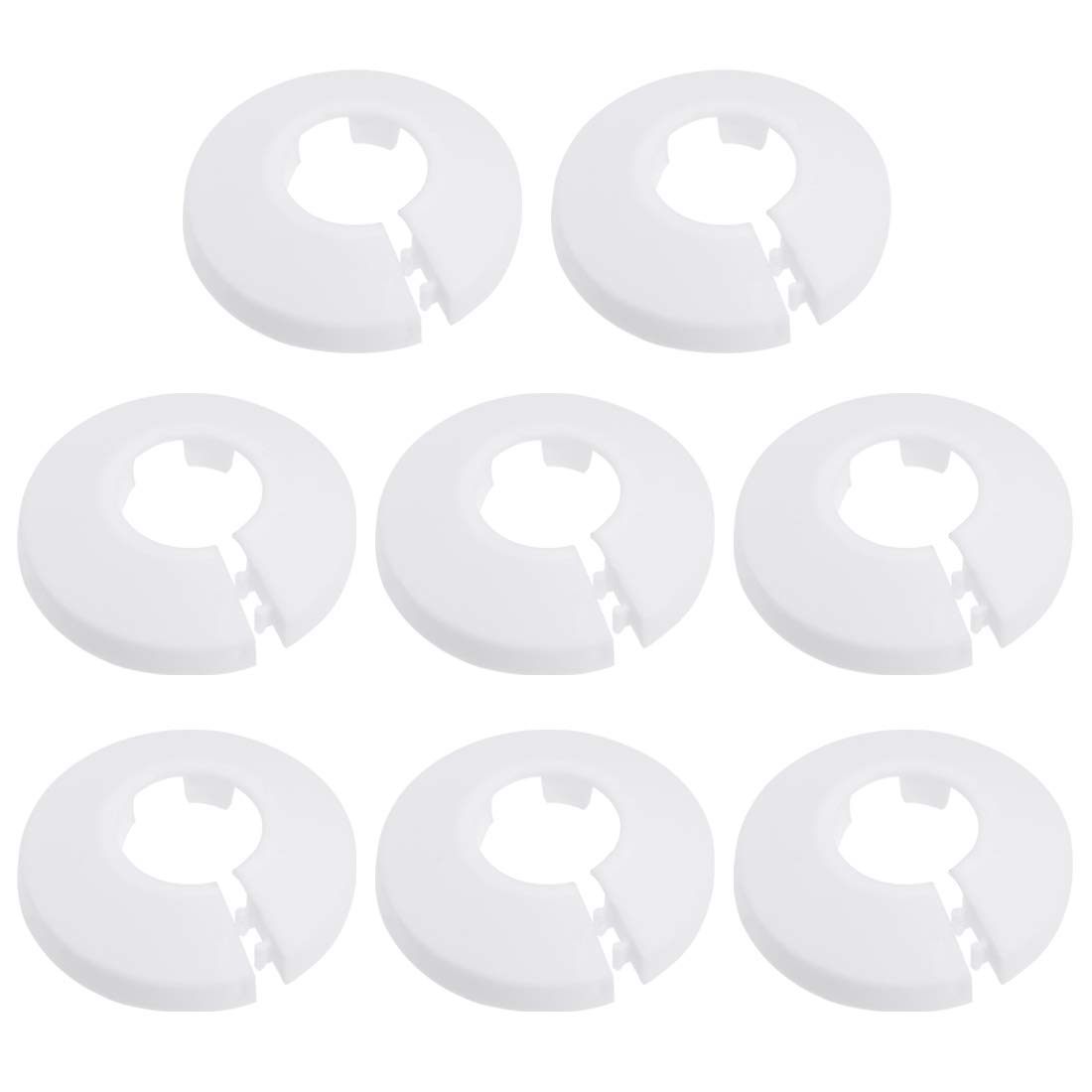 sourcing map 20-21mm Pipe Cover Decoration PP Plastic Water Pipe Escutcheon White 8pcs