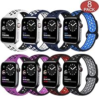 Kaome Compatible with Apple Watch Band 44mm 42mm 40mm 38mm, Soft Silicone iWatch Bands Replacement Sport Bands Compatible with iWatch Series 5/4/3/2/1, Nike+, S/M M/L