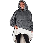 THE COMFY Original | Sherpa Lined Microfiber Fleece Wearable Blanket, Oversized Design with Hood and Pocket from Shark Tank