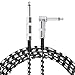Luvay Guitar Cable 10 ft, Electric Instrument Bass Cable AMP Cord (1/4 inch Right Angle to Straight, Black White)