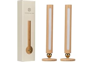 LANDGOO 360° Rotatable Wooden Led Wall Lamp Magnetic Wall Sconces Battery Operated for Household(Beech Wood 2PCS)