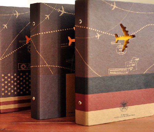 Amazon 飛行機のくりぬきがおしゃれな 国旗柄入り ルーズリーフ