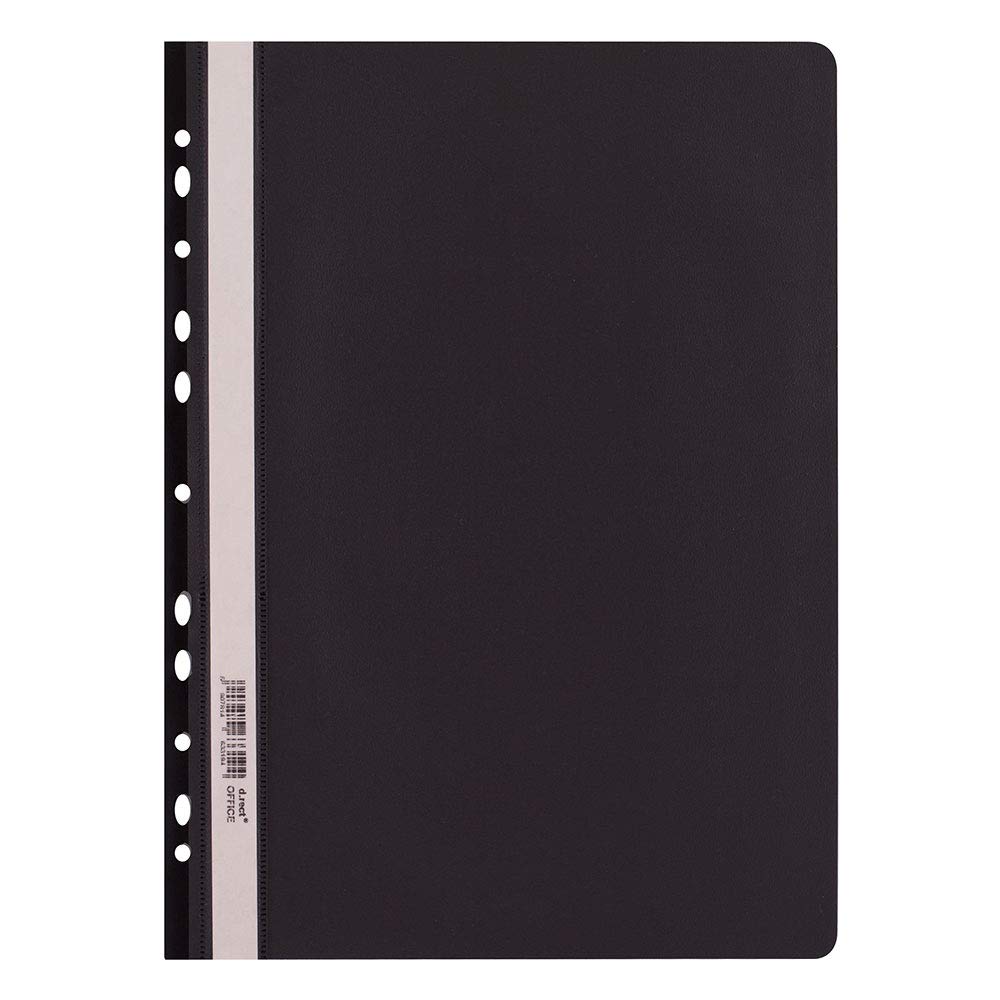 D.RECT Lux PP File Folder A4 with Perforation Strong Polypropylene Film Black