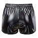 Kate Kasin Women's Elastic Waist Metallic Shorts Shiny Rave Pants Sparkly Yoga Hot Shorts
