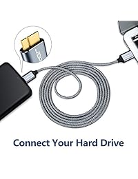 JSAUX - Cable micro USB 3.0 (3,3ft+6,6ft), cable de nailon trenzado compatible con Samsung Galaxy S5, Note 3, Note Pro 12,2, disco duro, cámara, etc.