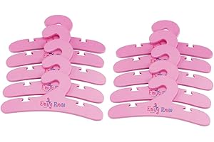 Emily Rose 14 Inch Doll 10 Pack Pink Wooden Hangers | 14" Doll Closet Clothing Hangers Accessory | Fits 14"-15" Hard-Bodied Doll Doll Clothes | Not Meant for Larger Baby Doll Clothes