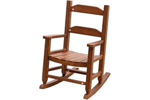 BplusZ B&Z KD-21N Child's Rocking Chair Kid's Porch Patio Rocker Indoor Outdoor Wood Brown Ages 3-6