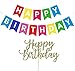 Happy Birthday Banner Colorful Party Decorations Bunting Garland With Happy Birthday Cake Topper