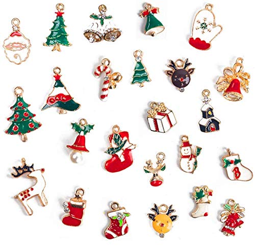 Koogel Weihnachtsanhänger, 50 Stück Charms Anhänger Weihnachten Halskette Armband Ohrringe Anhänger DIY Weihnachtsschmuck