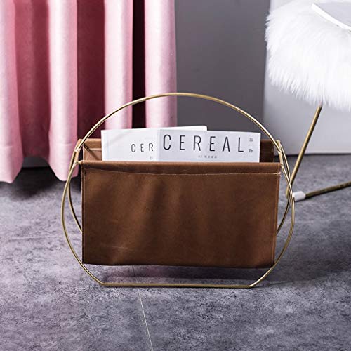 Newspaper Baskets Magazine Racks Newspaper Holder Metal Floor Newspaper Rack Office School Magazine Rack Home Storage Storage Magazine Basket (Color : Brown, Size : 404612cm)