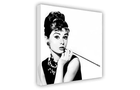 Canvas it Up Druck auf Leinwand, Motiv Audrey Hepburn mit Zigarette, New Age / Pop Art, tolle Deko, groß, Schwarz / Weiß 2- A