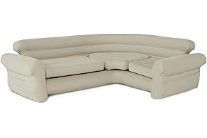 INTEX 68575EP Inflatable Corner Sofa: L-Shaped – Indoor Use – 2-in-1 Valve – 880lb Weight Capacity – 101in x 80in x 30in
