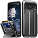 Galaxy S8 Plus Wallet Case, Vena vCommute Military Grade Drop Protection Flip Leather Cover Card Slot Holder with KickStand for Samsung Galaxy S8+ Plus (Space Gray, Black)