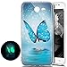 Galaxy J7 V Case, Galaxy J7 Perx Case,J7 2017 Case, PHEZEN Luminous Noctilucent Blue Butterfly Pattern Flexible TPU Silicone Slim Fit Bumper Protective Cover for Samsung Galaxy J7 2017