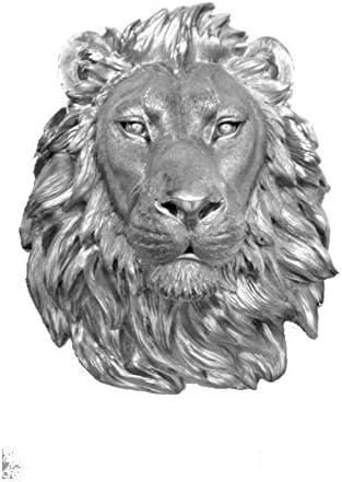 Faux Taxidermy Studio Fake Lion Head | Faux Taxidermy | Fake Resin Lion Head Mount Silver, 16.5