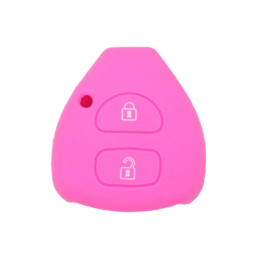 BROVACS Silicone Cover Protector Case Holder Skin Jacket Compatible with TOYOTA 2 Button Remote Key Fob CV9406 Pink