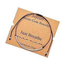 JoycuFF Just Breathe Morse Code Bracelets Gift for
