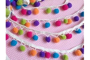 YYCRAFT Rainbow Pom Pom Ball Fringe Trim Ribbon Sewing(5 Yards)