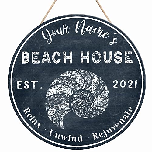 Beach House Round Wood Sign, Nautical Tropical Indoor Wall Decor at Amazon