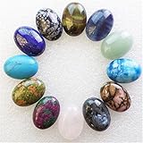 Mz Unisex-adult's 12pcs 25x18x6mm Mixed Gemstone Oval CAB Cabochon