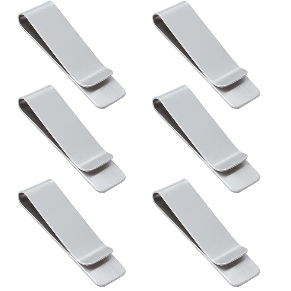 6 Pcs Metal Money Clips Silver Stainless Steel Credit Card Holder Portable Bill Clips Slim Minimalist Invoice Holder for Men and Women, Anniversary Fathers Day Gift