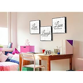 Live Laugh Love - 3 Piece Canvas Print - Wall Art Art (12"x12"x 3 Panels, White and Black)