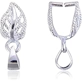 2pcs Adabele Authentic 925 Sterling Silver Leaf-Shaped Pendant Clasp Pinch Bail 17mm Clip Connector Hypoallergenic for DIY Craft Jewelry Making SS125-1